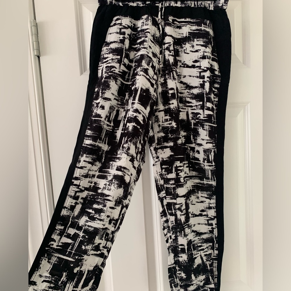 DKNY Black and White Graffiti Joggers Size M